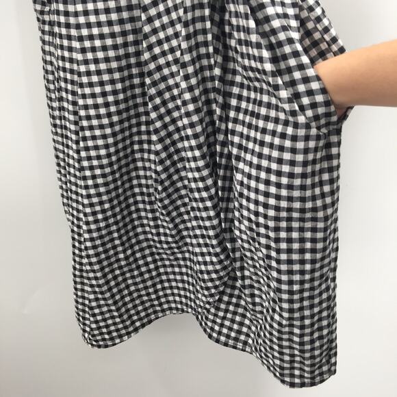 Topshop Gingham Print Wrap Mini Dress Short Sleeve White/Black Size 6 NWT - Picture 7 of 9